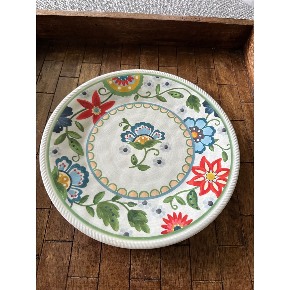 Threshold Melamine Roped Vasaio Floral Dinnerware Plates Set Of 4 10.5 - Picture 2 of 4